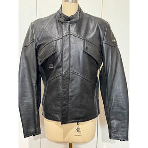 VTG Hein Gericke Black Leather Motorcycle Jacket Size 40/M
